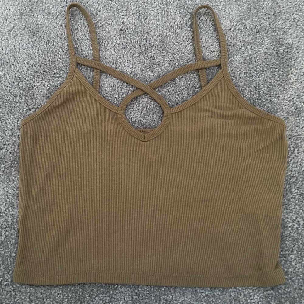 Army green cropped tank